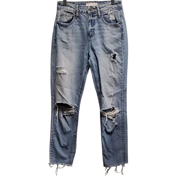 Hidden Distressed High Rise Mom Raw Hem Jeans 25 - Picture 1 of 11